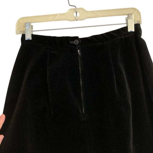 Vintage 80s Russ Black Knee Length Velvet Straight High Rise Skirt Size Small - Picture 12 of 14
